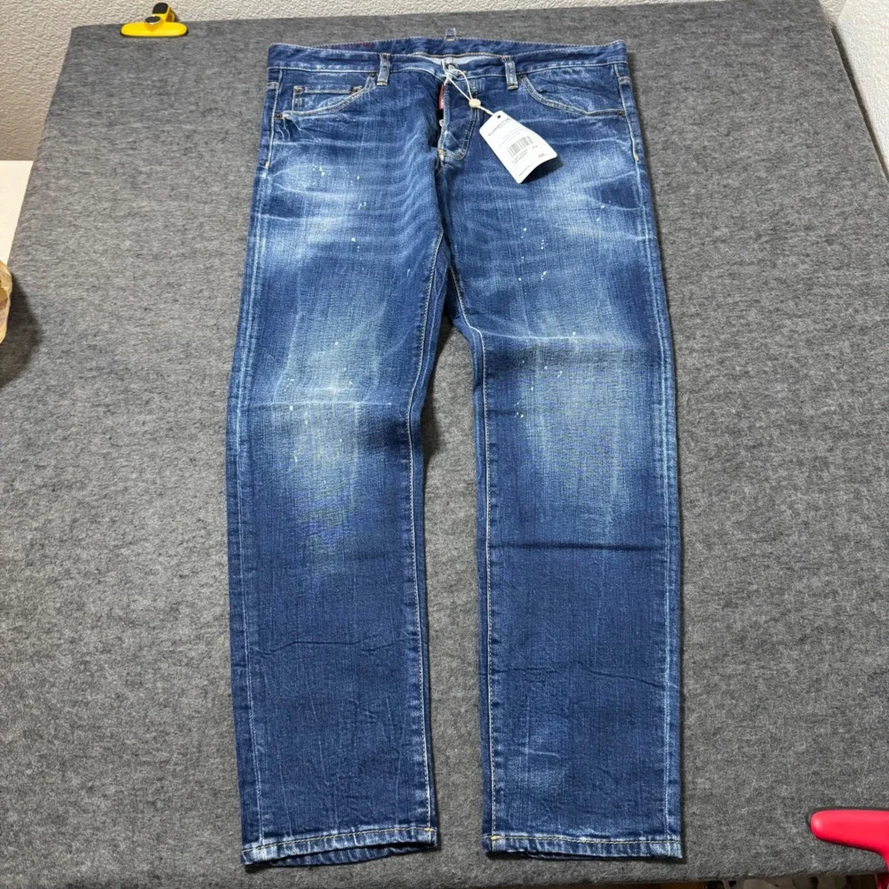 Dsquared2 Skinny Dan Jean Blue Distressed ICON Patch Jeans Size 54 IT (36x29)